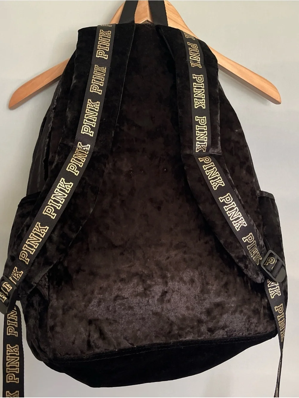 PINK Victoria's Secret Velvet Black Backpack Large 18x14x8